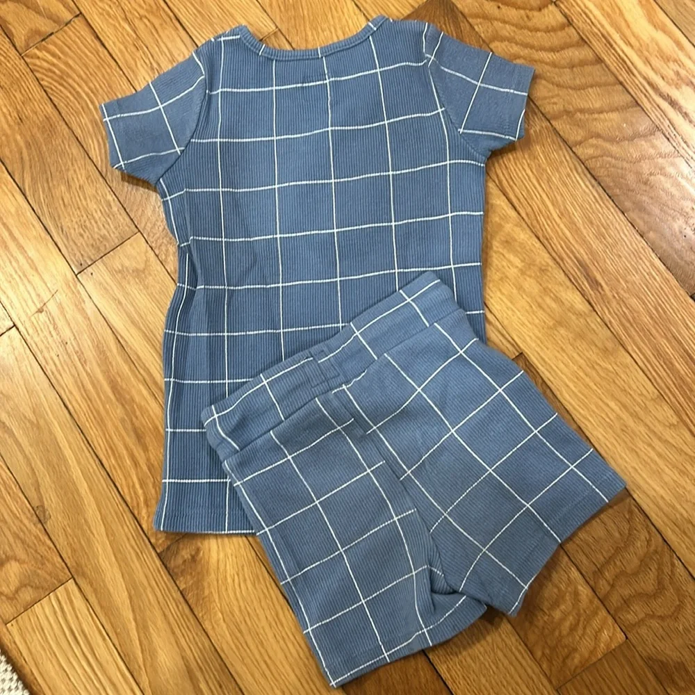 Lil Legs Analogie blue ribbed shorts set 2 pc short sleeved tee & shorts 3T - Picture 6 of 6